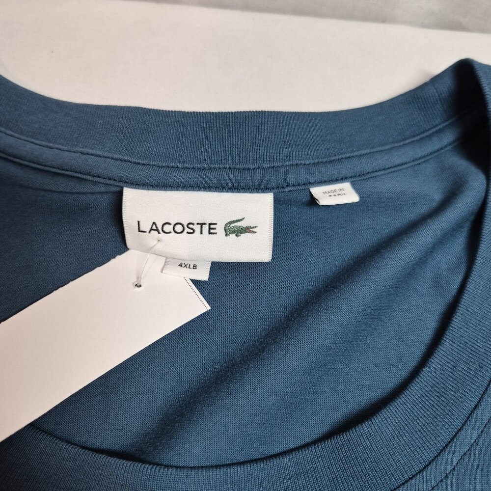 Lacoste Men's Crew Neck Cotton T-shirt Size 4XLB Logo Print Blue (31) - Picture 5 of 11